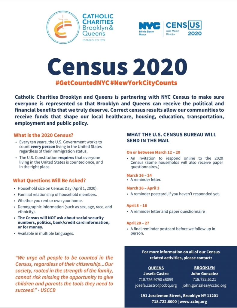 A flyer for census 2 0 2 0 with information about the event.
