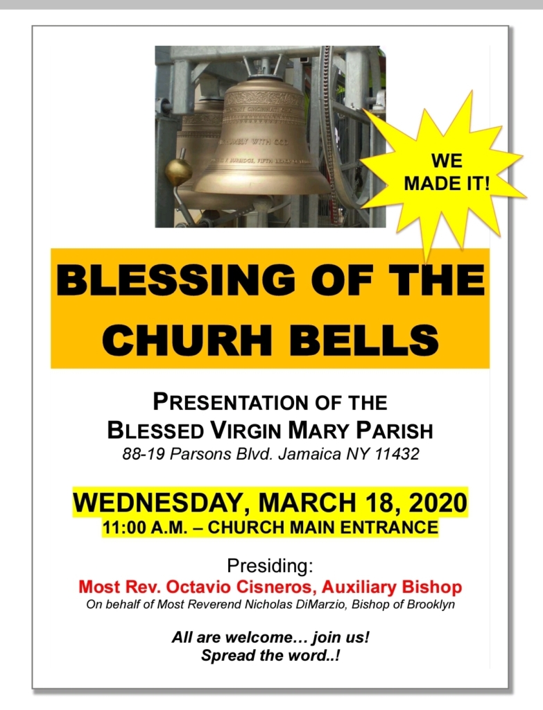 A poster for the blessing of the church bells.