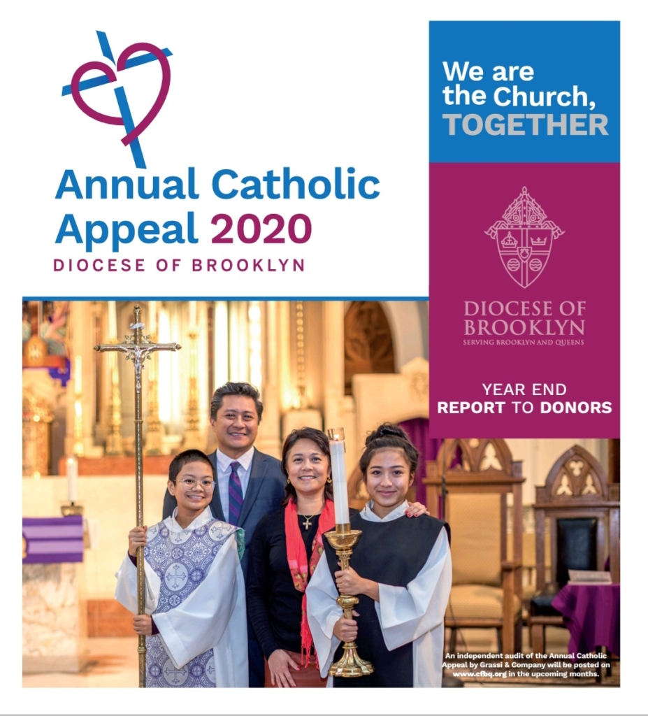 A cover of the annual catholic appeal 2 0 2 0.