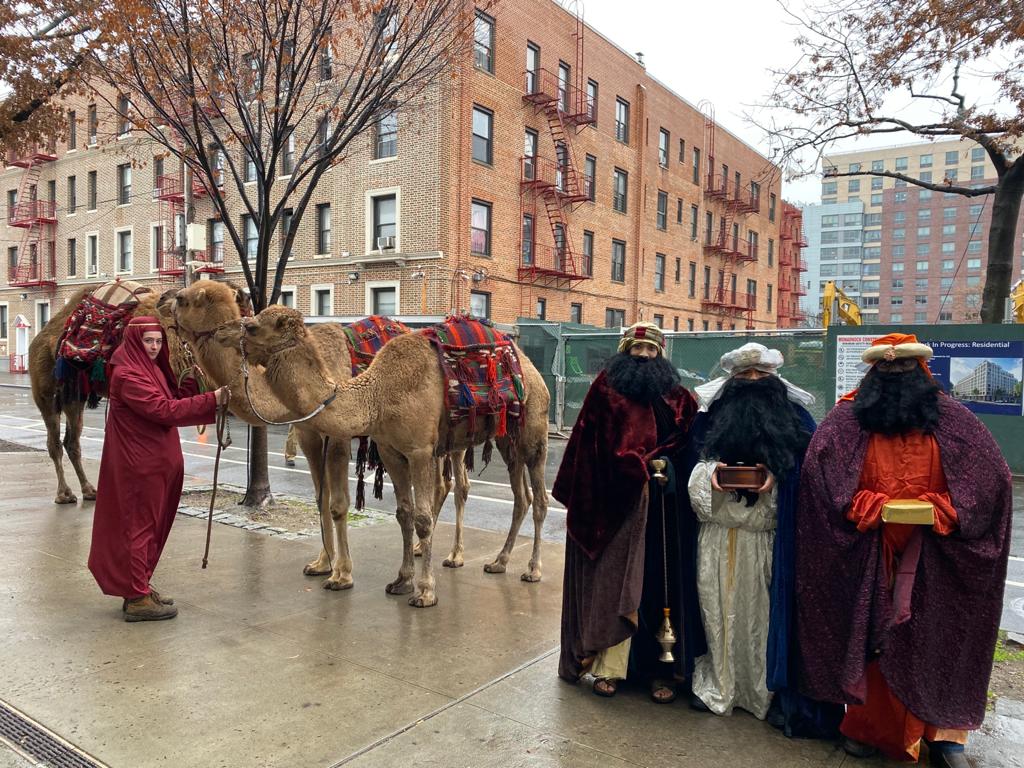 A group of people dressed as the three wise men.